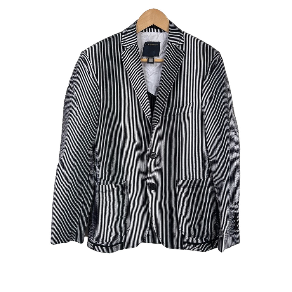 Roberto Cavalli cotton Striped Blazer Us38 It48 Mediumm white blue